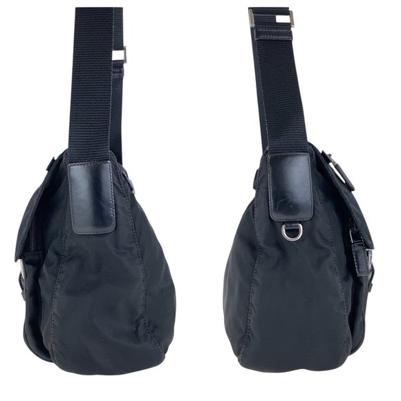 PRADA Tessuto Triangle Logo Plate Black Crossbody Bag - Picture 8 of 10